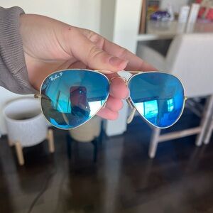 Ray-Ban Aviator Sunglasses - Gold Frame with Blue Lenses